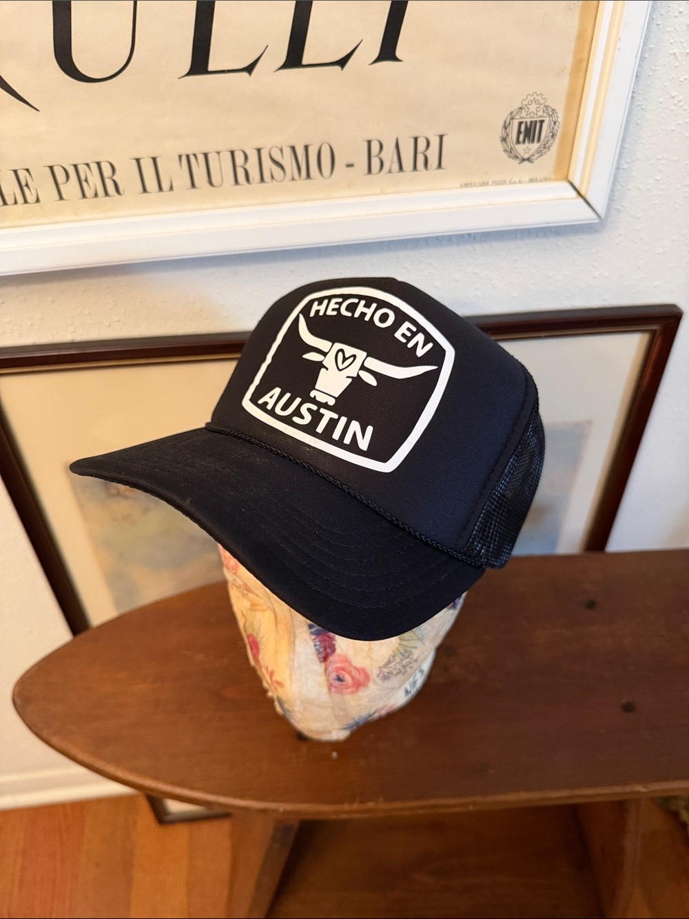House of Shan Hecho En Austin Black Trucker Hat